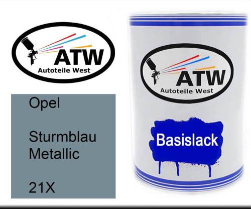 Opel, Sturmblau Metallic, 21X: 500ml Lackdose, von ATW Autoteile West.